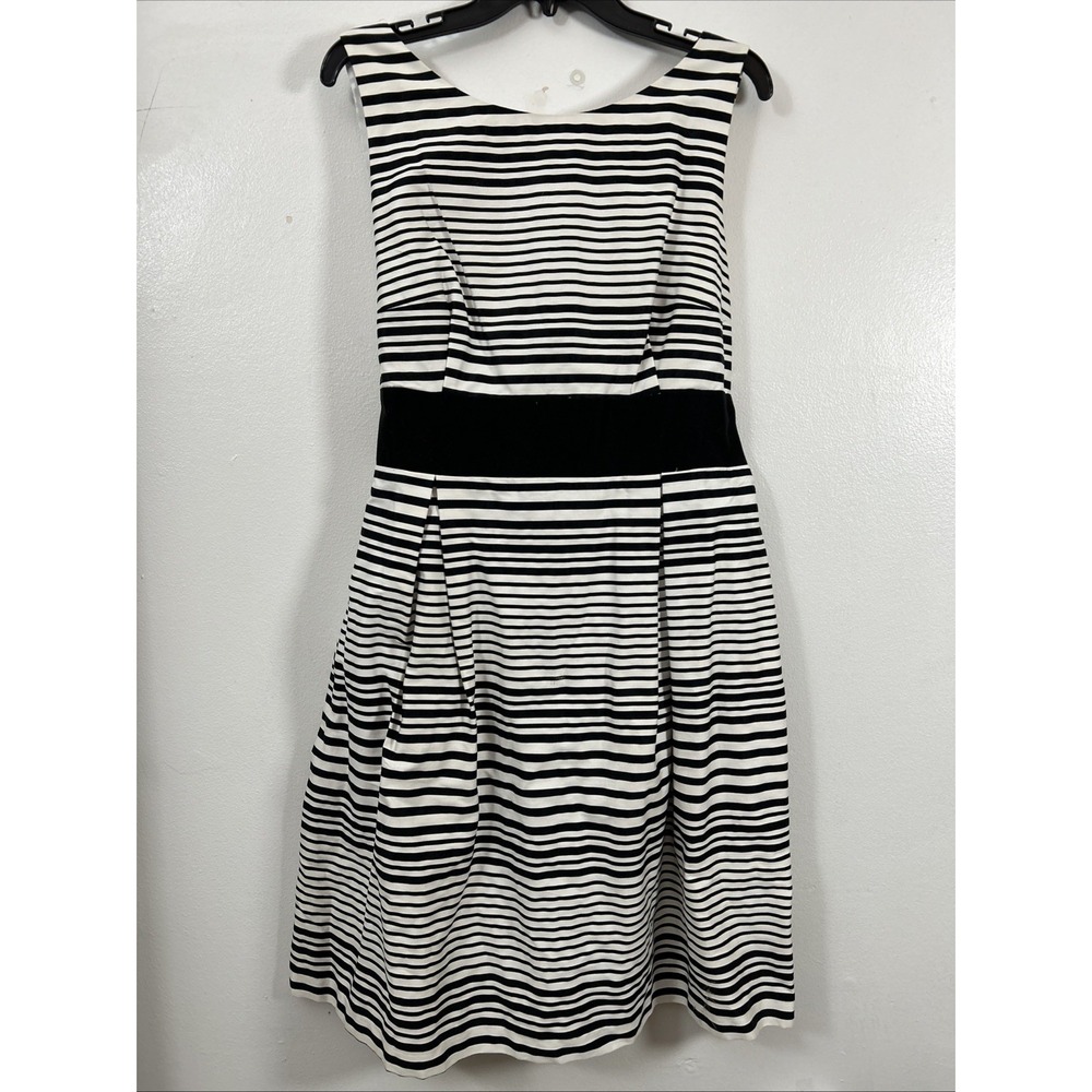 AB Studio Women 16 Dress Stripe Stretch Cotton Blend Sleeveless Dress Spots 6454